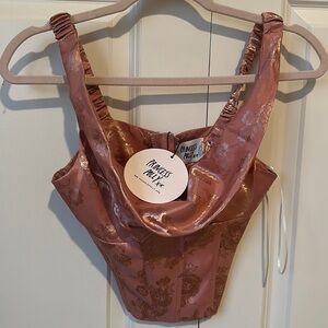 Princess Polly Pink Rose Floral Corset Top Telma Top Pink Size 4